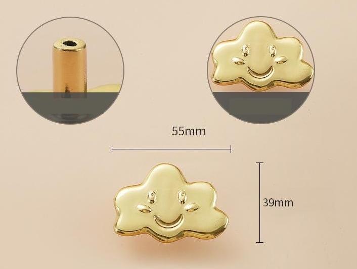 Solid Brass Cloud Drawer Knob 39 55 mm 1 1/2" 2 1/8" Gold Color Kitchen Door Drawer Pull Furniture Hardware Wholesale