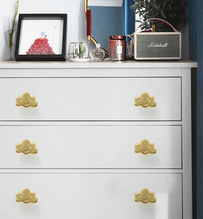 Solid Brass Cloud Drawer Knob 39 55 mm 1 1/2" 2 1/8" Gold Color Kitchen Door Drawer Pull Furniture Hardware Wholesale