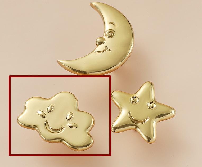 Solid Brass Cloud Drawer Knob 39 55 mm 1 1/2" 2 1/8" Gold Color Kitchen Door Drawer Pull Furniture Hardware Wholesale