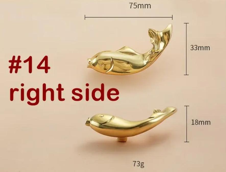 Solid Brass Fish Drawer Knob 33 75 mm 1 1/4" 3" Gold Color Kitchen Door Drawer Pull Furniture Hardware Wholesale