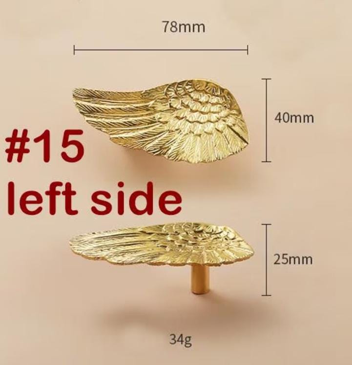 Solid Brass Wings Drawer Knob 40 78 mm 1 5/8" 3 1/8" Gold Color Kitchen Door Drawer Pull Furniture Hardware Wholesale