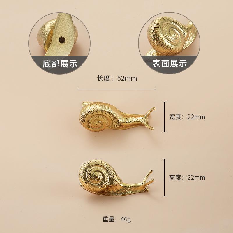 Solid Brass Snail Drawer Knob 42 52 mm 1 5/8" 2" Gold Color Kitchen Door Drawer Pull Furniture Hardware Wholesale