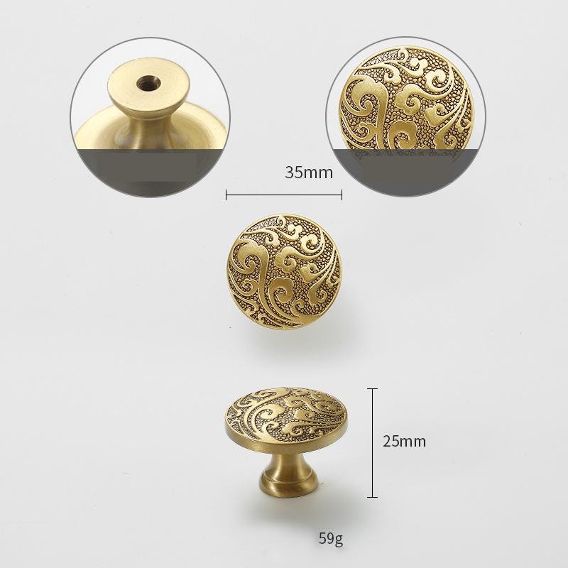 Solid Brass Flower Drawer Knob 25 35 mm 1 1 3/8 Inches Gold Color Kitchen Door Drawer Pull Furniture Hardware Wholesale