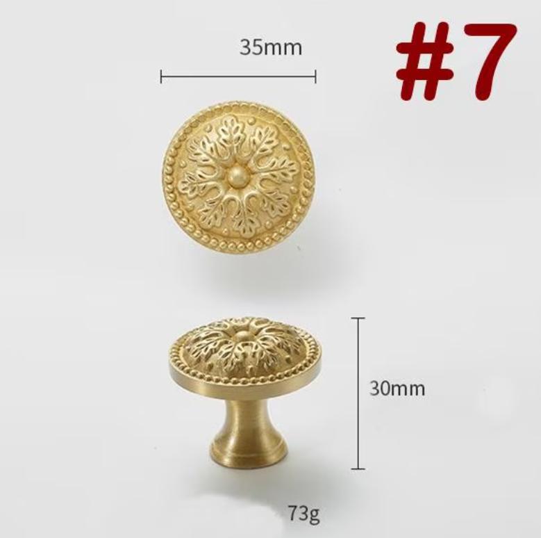 Solid Brass Flower Drawer Knob 30 35 mm 1 1/8 1 3/8 Inches Gold Color Kitchen Door Drawer Pull Furniture Hardware Wholesale