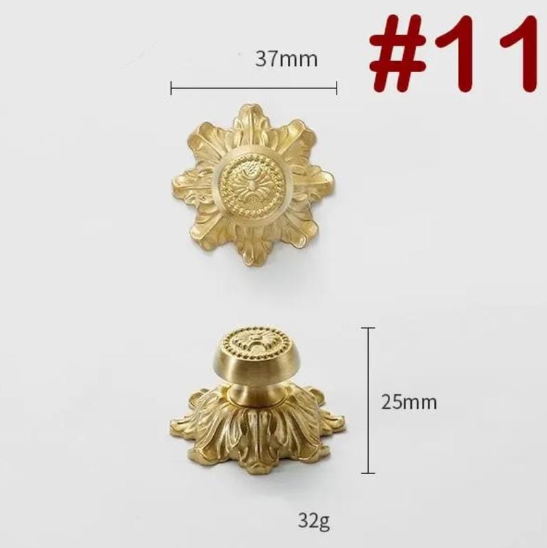 Solid Brass Flower Drawer Knob 25 37 mm 1 1 1/2 Inches Gold Color Kitchen Door Drawer Pull Furniture Hardware Wholesale