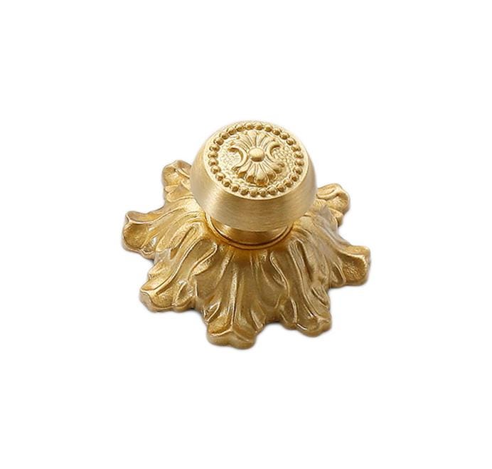 Solid Brass Flower Drawer Knob 25 37 mm 1 1 1/2 Inches Gold Color Kitchen Door Drawer Pull Furniture Hardware Wholesale