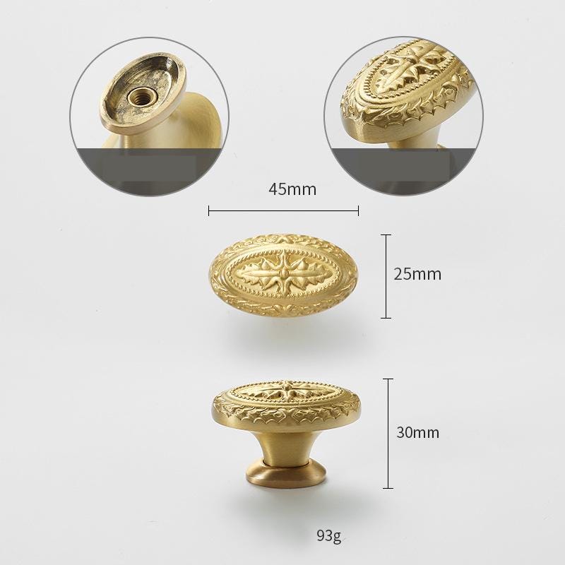 Solid Brass Flower Drawer Knob 30 45 mm 1 1/8 1 3/4 Inches Gold Color Kitchen Door Drawer Pull Furniture Hardware Wholesale