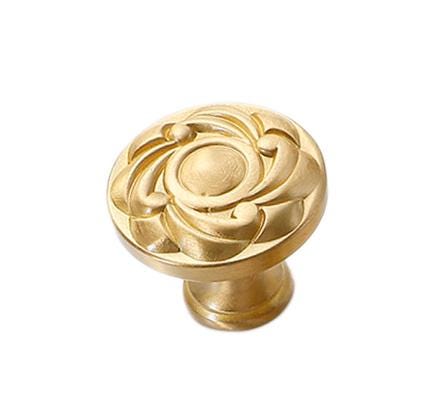 Solid Brass Flower Drawer Knob 29 35 mm 1 1/8 1 3/8 Inches Gold Color Kitchen Door Drawer Pull Furniture Hardware Wholesale