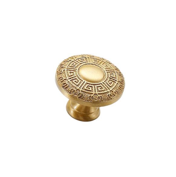 Solid Brass Pattern Drawer Knob 25 35 mm 1 1 3/8 Inches Gold Color Kitchen Door Drawer Pull Furniture Hardware Wholesale