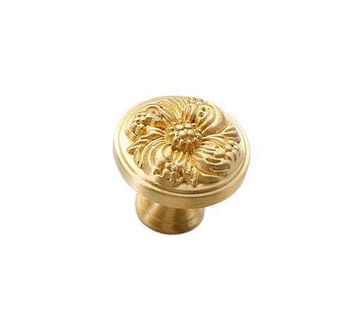 Solid Brass Flower Drawer Knob 30 34 mm 1 1/8 1 3/8 Inches Gold Color Kitchen Door Drawer Pull Furniture Hardware Wholesale