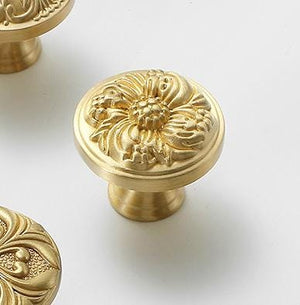 Solid Brass Floral Cabinet Pulls & Knobs - Gold Finish for Cabinets - view 6