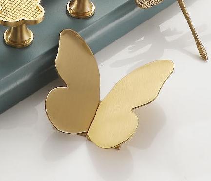 Brushed Solid Brass Butterfly Drawer Knob 38 74 mm 1 1/2" 3" Brass Color Kitchen Door Drawer Pull Furniture Hardware Wholesale
