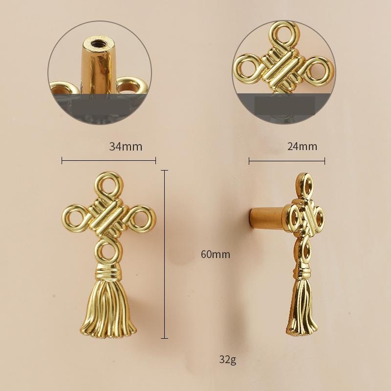 Solid Brass Tassel Drawer Knob 34 60 mm 1 3/8 2 3/8 Inches Gold Color Kitchen Door Drawer Pull Furniture Hardware Wholesale