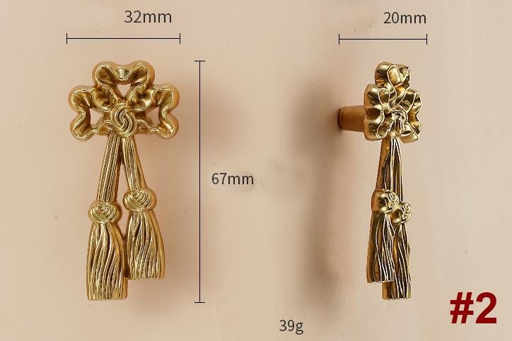 Solid Brass Tassel Drawer Knob 32 67 mm 1 1/4 2 5/8 Inches Gold Color Kitchen Door Drawer Pull Furniture Hardware Wholesale