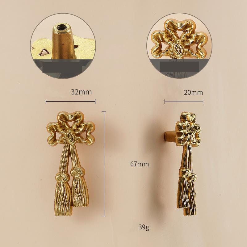 Solid Brass Tassel Drawer Knob 32 67 mm 1 1/4 2 5/8 Inches Gold Color Kitchen Door Drawer Pull Furniture Hardware Wholesale