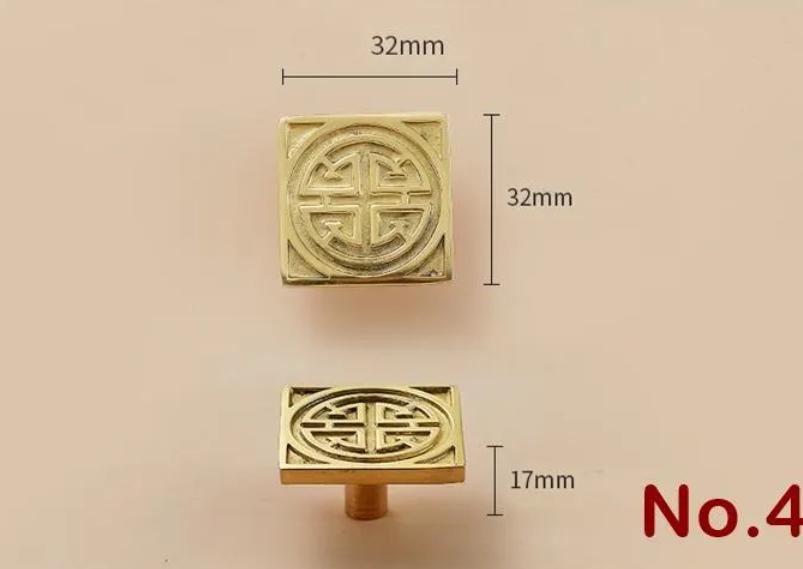 Solid Brass Square Drawer Knob 17 32 mm 5/8 1 1/4 Inches Gold Color Kitchen Door Drawer Pull Furniture Hardware Wholesale