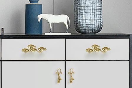 Solid Brass Floral Cabinet Pulls & Knobs - Gold Finish for Cabinets - view 5