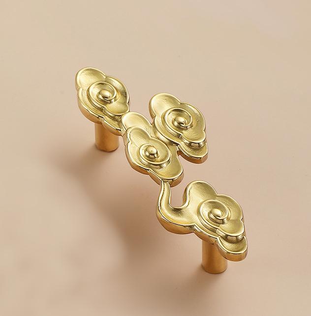 Solid Brass Flowers Drawer Knob 23 100 mm 7/8 4 Inches Gold Color Kitchen Door Drawer Pull Furniture Hardware Wholesale
