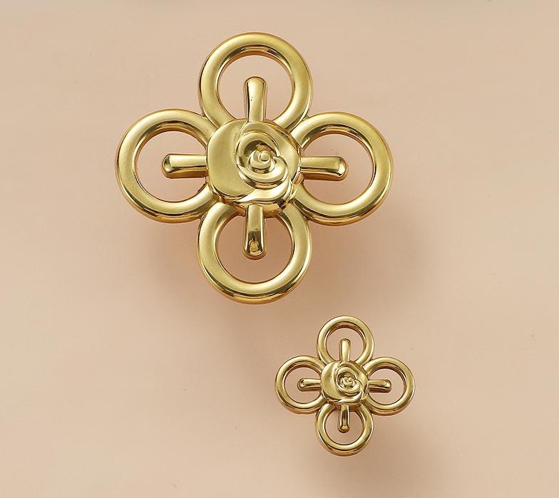 Solid Brass Flower Drawer Knob 33 66 mm 1 1/4 2 5/8 Inches Gold Color Kitchen Door Drawer Pull Furniture Hardware Wholesale