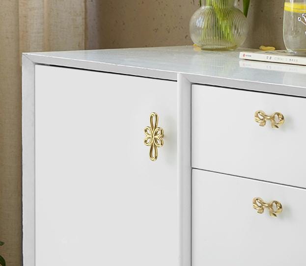 Solid Brass Floral Cabinet Pulls & Knobs - Gold Finish for Cabinets - view 5