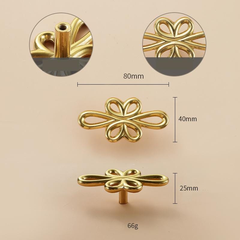 Solid Brass Flower Drawer Knob 25 80 mm 1 3 1/8 Inches Gold Color Kitchen Door Drawer Pull Furniture Hardware Wholesale