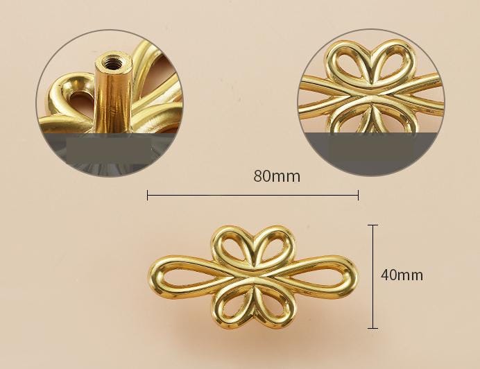 Solid Brass Flower Drawer Knob 25 80 mm 1 3 1/8 Inches Gold Color Kitchen Door Drawer Pull Furniture Hardware Wholesale
