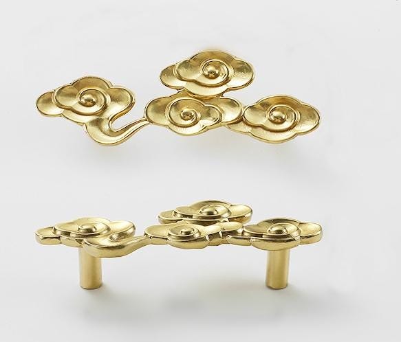 Solid Brass Flowers Drawer Knob 23 100 mm 7/8 4 Inches Gold Color Kitchen Door Drawer Pull Furniture Hardware Wholesale