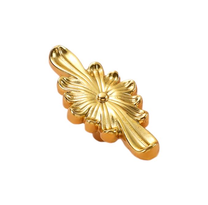 Solid Brass Flower Drawer Knob 20 63 mm 3/4 2 1/2 Inches Gold Color Kitchen Door Drawer Pull Furniture Hardware Wholesale