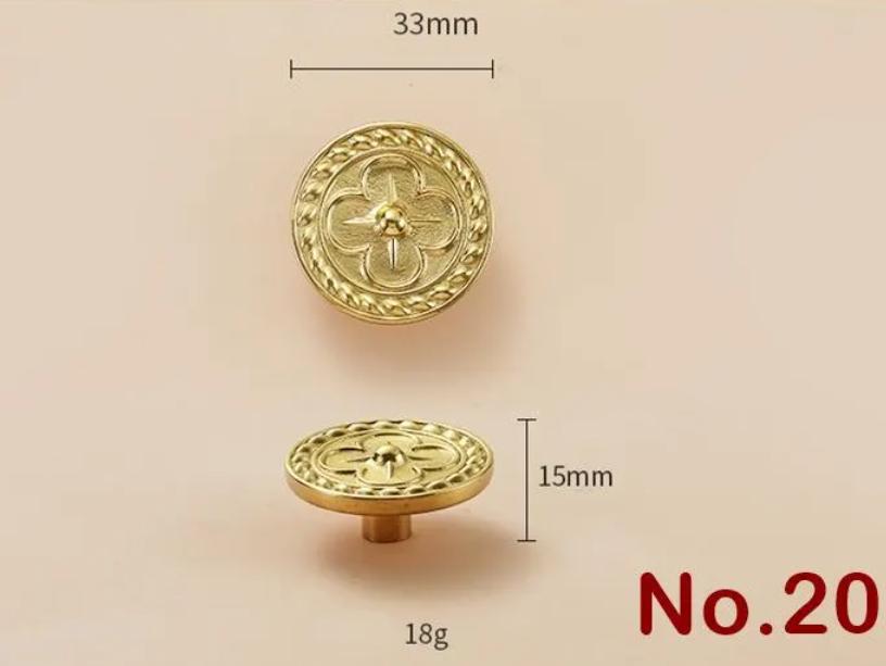 Solid Brass Flower Drawer Knob 15 33 mm 5/8 1 1/4 Inches Gold Color Kitchen Door Drawer Pull Furniture Hardware Wholesale