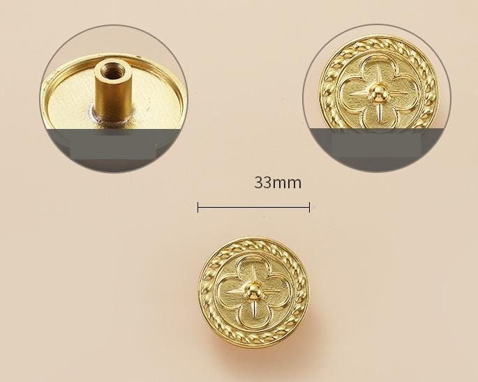 Solid Brass Flower Drawer Knob 15 33 mm 5/8 1 1/4 Inches Gold Color Kitchen Door Drawer Pull Furniture Hardware Wholesale