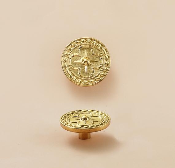 Solid Brass Flower Drawer Knob 15 33 mm 5/8 1 1/4 Inches Gold Color Kitchen Door Drawer Pull Furniture Hardware Wholesale
