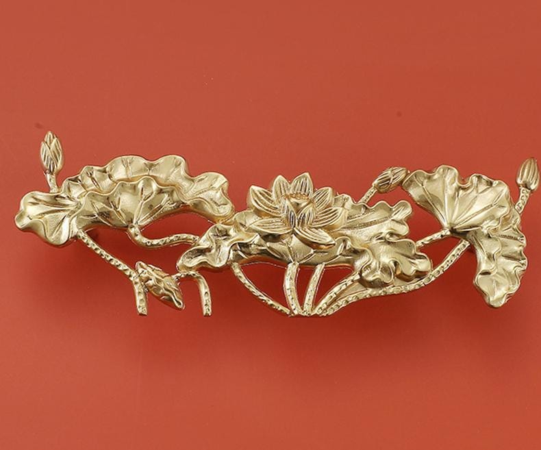Solid Brass Flowering Branch Drawer Pull Handle 25 165mm 1" 6 5/8" Gold Color Kitchen Door Drawer Pull Furniture Hardware Wholesale
