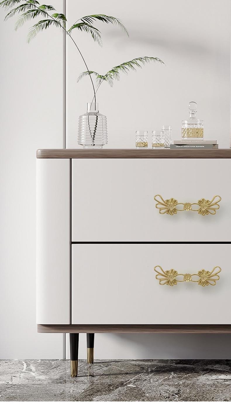 Solid Brass Floral Cabinet Pulls & Knobs - Gold Finish for Cabinets - view 4