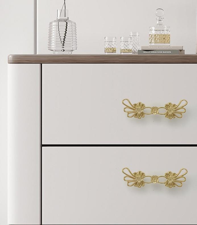 Solid Brass Flowering Branch Drawer Knob 23 140mm 7/8" 5 5/8" Gold Color Kitchen Door Drawer Pull Furniture Hardware Wholesale