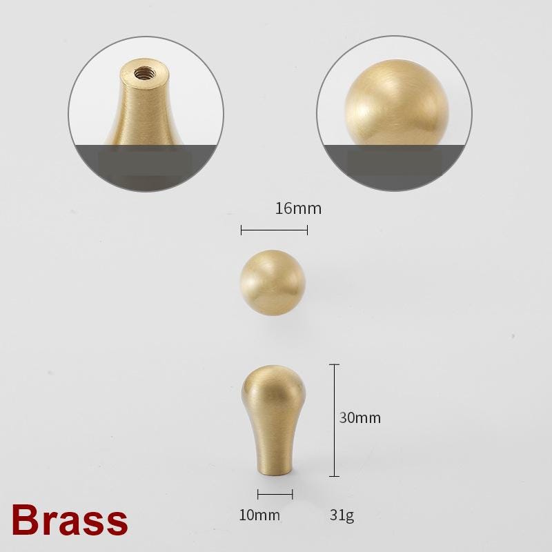 Solid Brass Drop Drawer Knob 30 10 16 mm 1 1/8" 3/8" 5/8" Brass Silver Gold Color Kitchen Door Drawer Pull Furniture Hardware Wholesale
