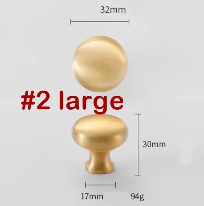 Solid Brass Round Drawer Knob 25 28 32 mm 1" 1 1/8" 1 1/4" Brass Gold Silver Color Kitchen Door Drawer Pull Furniture Hardware Wholesale