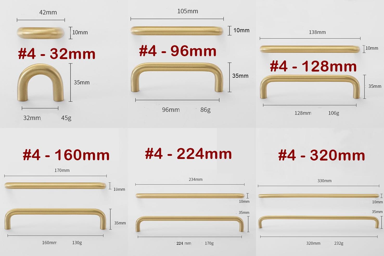 Brushed Solid Brass Drawer Pull Handle Brass Gold Silver Color 1-12 Inches 32-320mm Kitchen Cabinet Door Furniture Decor Hardware Wholesale