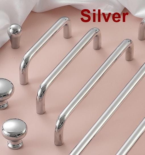 Solid Brass Cabinet Pulls & Knobs - Silver Finish for Wardrobes - #4 Brass 160mm / 1pc