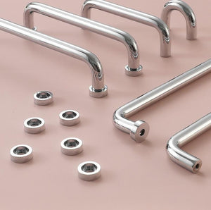 Solid Brass Cabinet Pulls & Knobs - Silver Finish for Wardrobes - #4 Brass 320mm / 1pc