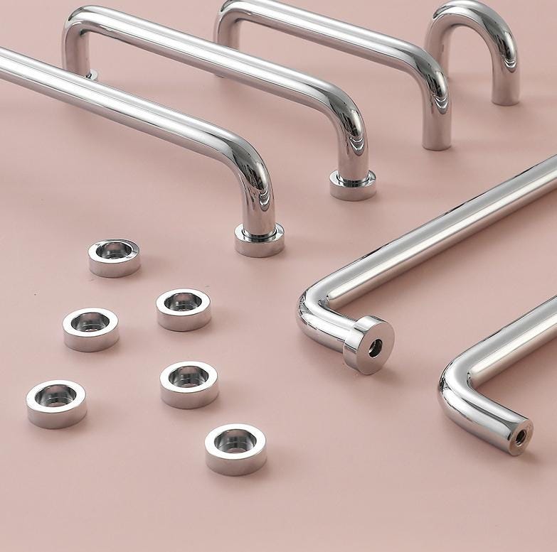Solid Brass Cabinet Pulls & Knobs - Silver Finish for Wardrobes - #4 Brass 320mm / 1pc