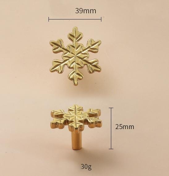 Solid Brass Snowflake Drawer Knob 25 39 mm 1" 1 1/2" Brass Color Kitchen Door Drawer Pull Furniture Hardware Wholesale