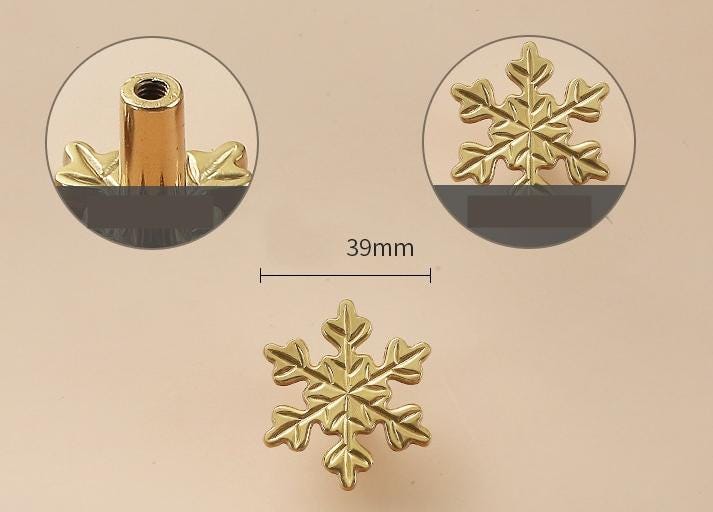 Solid Brass Snowflake Drawer Knob 25 39 mm 1" 1 1/2" Brass Color Kitchen Door Drawer Pull Furniture Hardware Wholesale