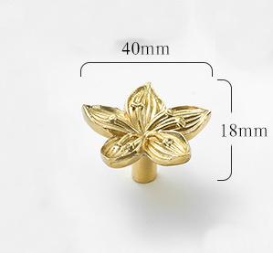 Solid Brass Flower Drawer Knob 18 40 mm 3/4" 1 5/8" Brass Color Kitchen Door Drawer Pull Furniture Hardware Wholesale