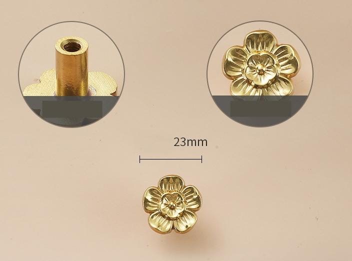 Solid Brass Flower Drawer Knob 23 34 mm 7/8" 1 3/8" Brass Color Kitchen Door Drawer Pull Furniture Hardware Wholesale