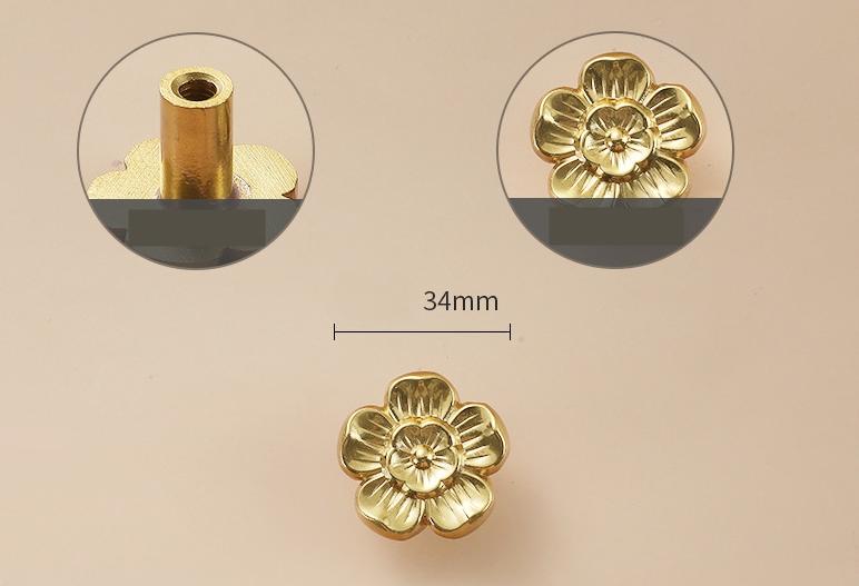 Solid Brass Flower Drawer Knob 23 34 mm 7/8" 1 3/8" Brass Color Kitchen Door Drawer Pull Furniture Hardware Wholesale