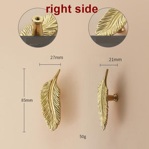Solid Brass Leaf Cabinet Pulls & Knobs - Gold Finish for Cabinets - view 3