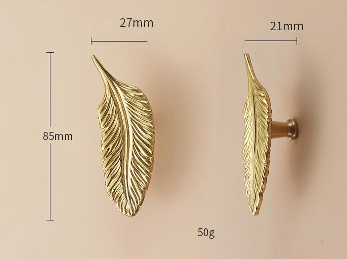 Solid Brass Leaf Cabinet Pulls & Knobs - Gold Finish for Cabinets - view 7