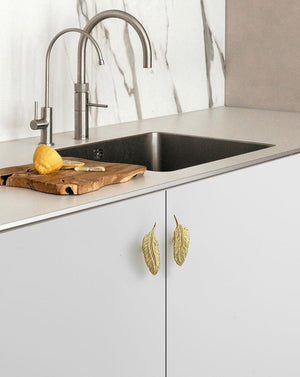 Solid Brass Leaf Cabinet Pulls & Knobs - Gold Finish for Cabinets - view 4
