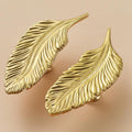 Solid Brass Leaf Cabinet Pulls & Knobs - Gold Finish for Cabinets - #9 left side / 1pc