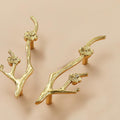 Solid Brass Floral Cabinet Pulls & Knobs - Gold Finish for Cabinets - #10 left side / 1pc